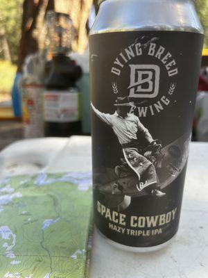 "Space Cowboy" by Dying Breed Brewing, a High alcohol content IPA to polish off a perfect day back at camp.