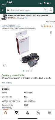 He referred me to buy the parking hardwired kit, but it's not available on Amazon. Sheesh!