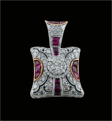 Ruby and Diamond Deco Pendant