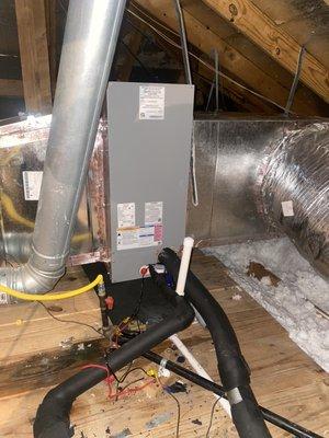 Evaporator coil w/ transition, inspection door,drain pan. 2- water safety switches, & plenum.