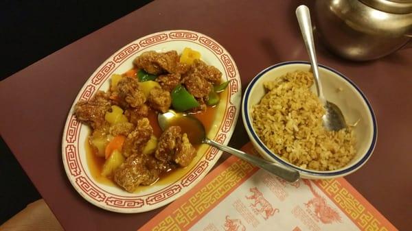 Sweet and sour ribs with fried rice