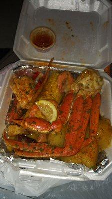 Sea food boil with lobster tail