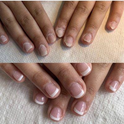 My nails before coming here and then after!