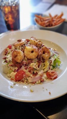 Wedge salad with shrimp added