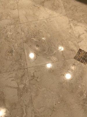 Polished marble flooring