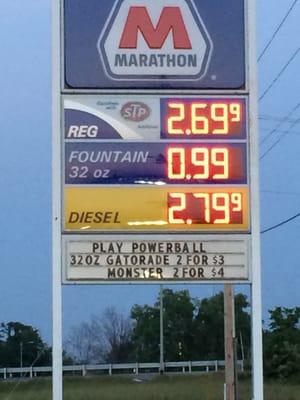 Great gas prices at the Marathon station off of I-71 at Campbellsburg, KY. I would hope you are never in a similar situation.