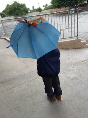 He went to school even on rainy days!