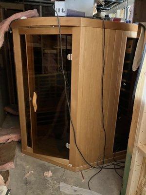 Store bought small sauna;