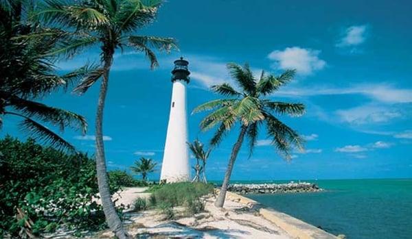 The Key Biscayne Lighthouse has a spectacular view of Biscayne National Park coral reefs and Stiltsville.