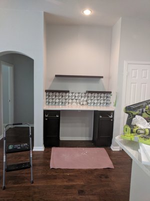 Desk area converted to bar area