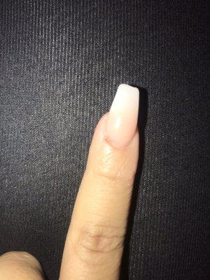 Also she left this nail uneven, and left me with a cut.