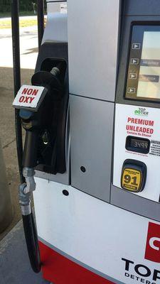 Non ethanol gas nozzle at the pumps.