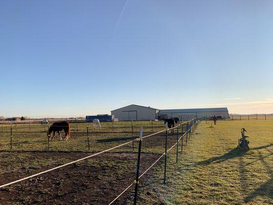 Long view of our outdoor grazing pastures.