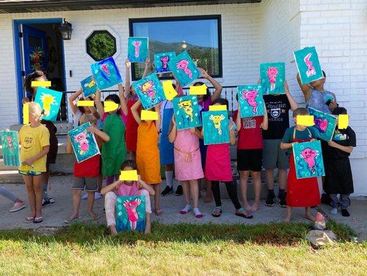 Axolotl private birthday paint party for kids