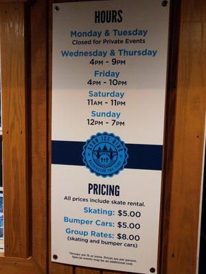 Hours and prices