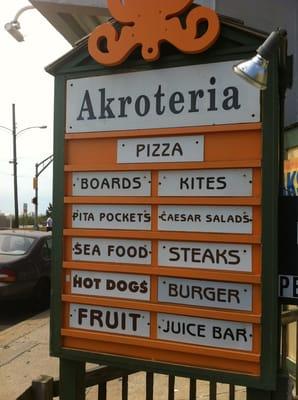 The different food offerings at Akroteria food court