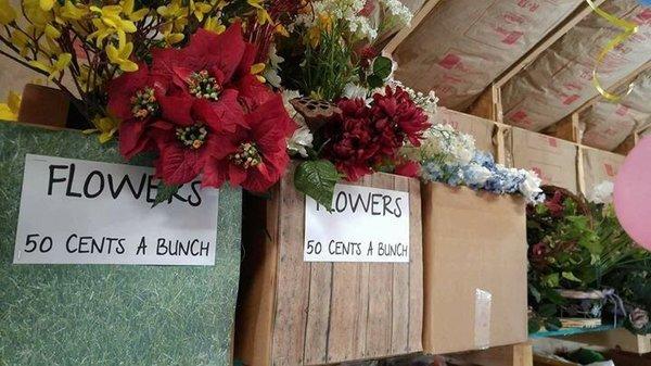 Artificial flowers are .50 cents per bunch