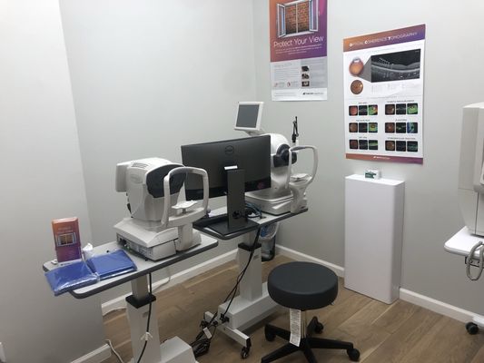 Pretesting room equipped with state of the art optometric testing tools