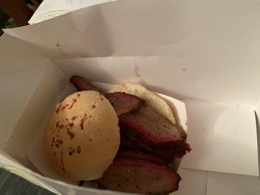 Brisket sandwich, also came with two sides.