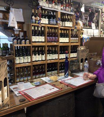 The small tasting counter inside the gift shop