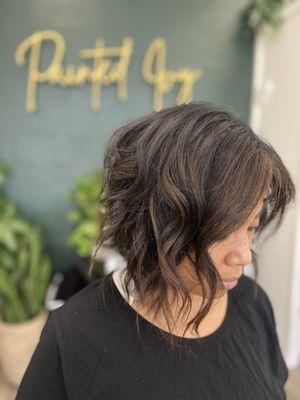 Textured bob with soft highlights