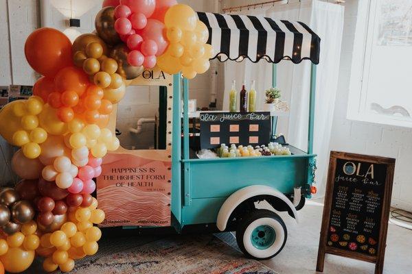 Tap Truck as an ice bar with 2-tiered serving bar, CLAY venue, Brody Lee Photography, Wine Wednesday Event, OLA Juice Bar products/service