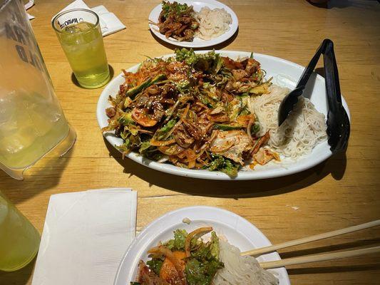 Sea snail salad with noodles  Green apple soda soju pitcher