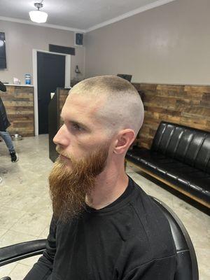 Bald fade with beard trim