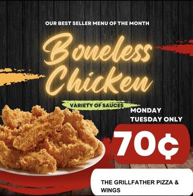 Monday and Tuesday boneless wing special