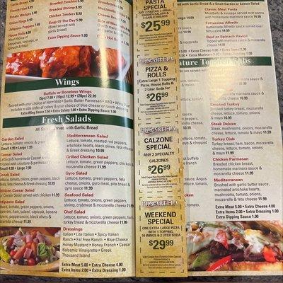 Inside of the menu with the specials included