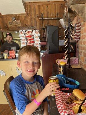 Kids brisket and a happy customer.