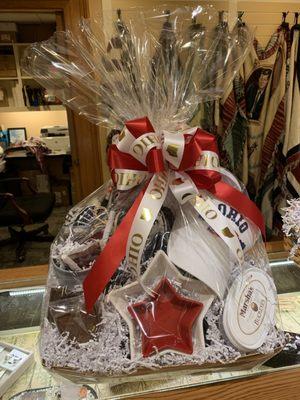 Red white and blue gift basket