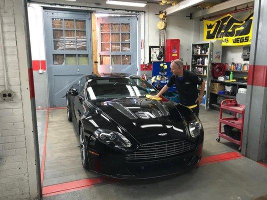 Detailing area, Martin is detailing this new Aston Martin