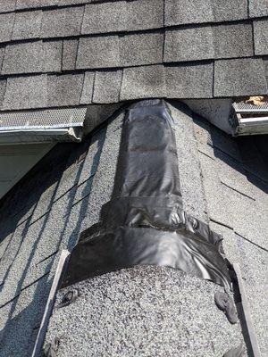 Emergency temporary repair with Micro-sealant flashing tape.