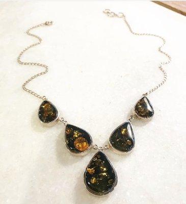 Green Amber Necklace from Poland.