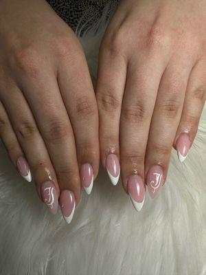 Acrylic French nails almond shaped