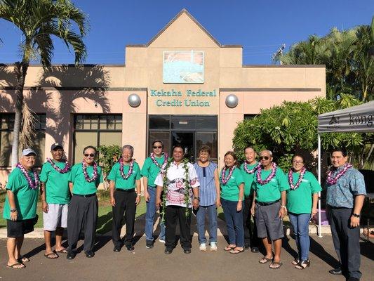 Kekaha Credit Union Board Members with Kahu Sam at Kekaha Celebration on 12/14/18