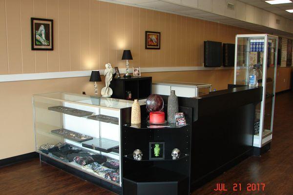 OUR JEWELRY CASES. WE HAVE GOLDSBOROS LARGEST SELECTION OF BODY JEWELRY