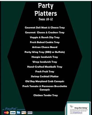 Party Tray Menu-call for pricing