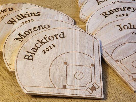 Custom plaques for baseball players