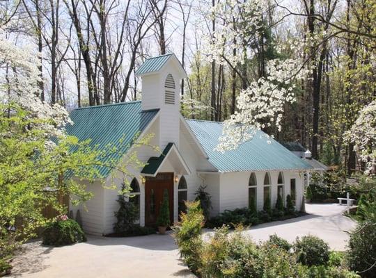 Chapel in Spring with Dogwoods in bloom