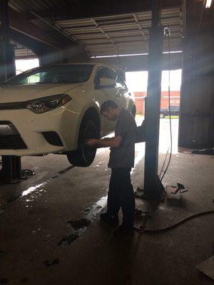 Tim installing 4 new tires