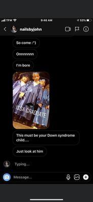 After she stated she will not be responding to his racial slurs he attacks her son &speaks down on Down syndrome /children