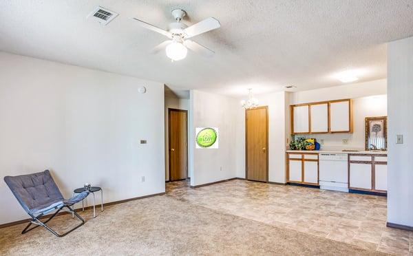 Dining area in the open kitchen layout