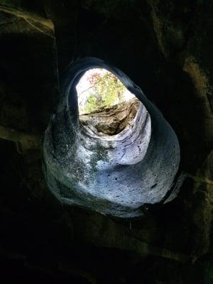 Looking up through the hole.