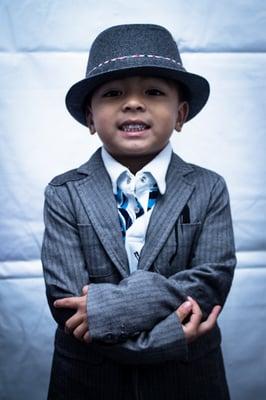 Young CEO!  Mini Shatsu Blazer & Graphic L/S Tee topped off with a Fedora by Fore!