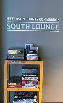 Jefferson County commission South lounge. Board games