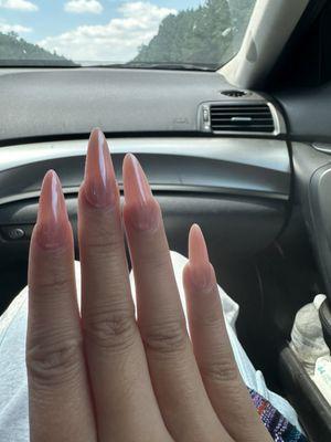 full set almond pink chrome