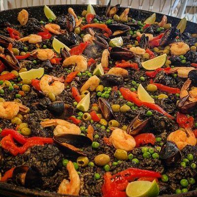 Squid ink Paella or Paella Negra