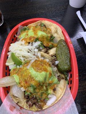 Lengua taco and cabeza taco